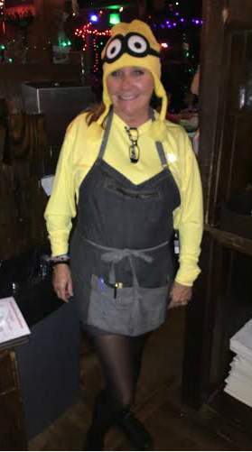 Christine dressed up as a Minion